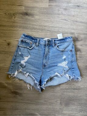 Abercrombie & Fitch Light Blue Distressed Denim Cutoff Shorts